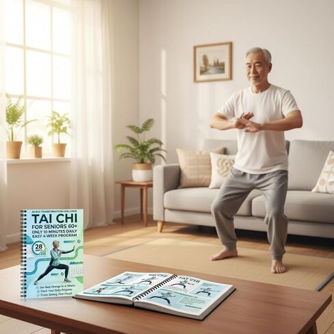 Tai Chi Manual for Seniors and Beginners, Spiral Bound Guide Book, 10-Minute Daily 4-Week Tai Chi Training Book for Elderly Fitness, Relaxation and Balance Improvement in Kuwait