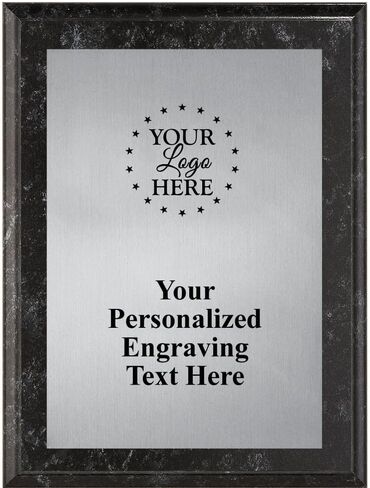 جائزة Crown Awards مقاس 8 × 10 بوصة بشعار مخصص، جائزة اللوحة ذات اللمسة النهائية من الرخام الأسود، لوحة معدنية ذات لمسة نهائية من الرخام الأسود مخصصة مع لوحة فضية in Kuwait