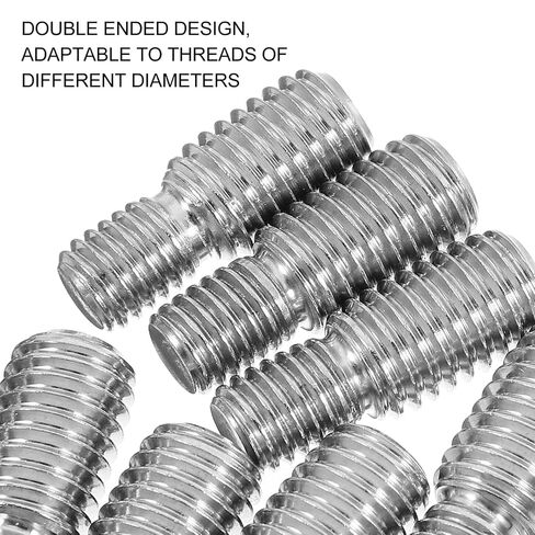 Healeved 10pcs M8x10 to M10x15 Stainless Steel Thread Adapters Double Ended Screw Reducer Rod Bolts for Furniture Hardware Fastening and Mechanical Assembly in Kuwait