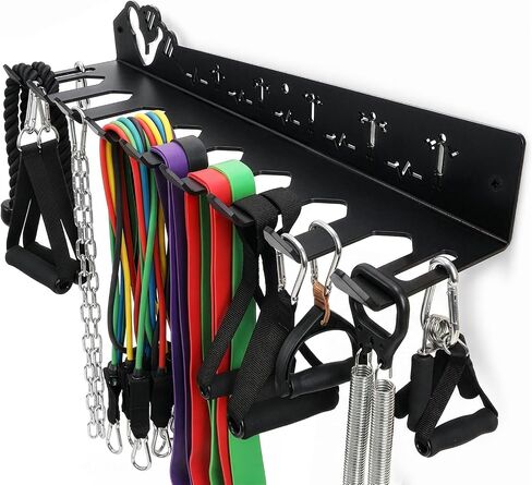 DEAYOU Home Gym Storage Rack Wall Mount, 9 Hook Gym Accessories Organization, Multi-Purpose Gym Equipment Hanger for Barbells, Resistance Bands, Jump Ropes, Lifting Belt, Row Handles, 16.5" in Saudi Arabia