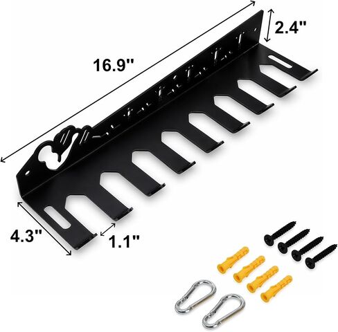 DEAYOU Home Gym Storage Rack Wall Mount, 9 Hook Gym Accessories Organization, Multi-Purpose Gym Equipment Hanger for Barbells, Resistance Bands, Jump Ropes, Lifting Belt, Row Handles, 16.5" in Saudi Arabia