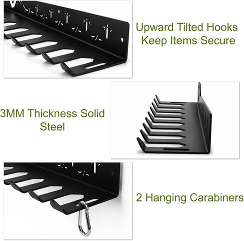 DEAYOU Home Gym Storage Rack Wall Mount, 9 Hook Gym Accessories Organization, Multi-Purpose Gym Equipment Hanger for Barbells, Resistance Bands, Jump Ropes, Lifting Belt, Row Handles, 16.5" in Saudi Arabia