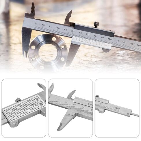 Vernier Caliper, 50mm Vernier Caliper, Measuring Tool 0.05mm Accuracy Metric Imperial Dual Scale Stainless Steel Range 0‑50mm Inside Outside Depth Step Measurements in Kuwait