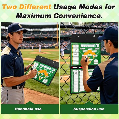 Magnetic Baseball Lineup Board, Collapsible Baseball Coach Board for Dugout, Double-Sided Magnetic Dry-Erase Surface, Leather Cover, 40 Magnetic Cards, Portable for Coaches & Teams in Kuwait