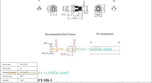 M8 A-Code 3 Pin ذكر إلى أنثى موصل حاجز مستقيم صناعي مستشعر دائري موصل IP67 محمي من خلال لوحة تركيب مقبس وعاء للتحكم في أتمتة نظام الإدخال/الإخراج (2 قطعة) in Kuwait
