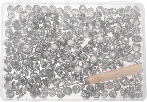 Kisangel 500pcs Silver Round Dome Studs Rivets with 10mm Metal Claw Beads and Wooden Awl for Effortless Installation, Versatile Crafting, for Shoe and Bag Decoration, DIY Crafts in Kuwait
