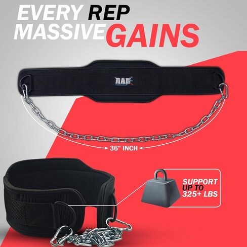RAD Weighted Dip Belt for Men Comfortable Material Neoprene & Nylon Weight Pullups Squat Belt with Chain Weight Lifting Waist Dipping Belt for Workout in Kuwait