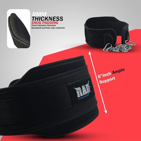 RAD Weighted Dip Belt for Men Comfortable Material Neoprene & Nylon Weight Pullups Squat Belt with Chain Weight Lifting Waist Dipping Belt for Workout in Kuwait