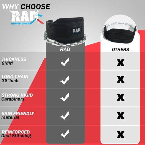 RAD Weighted Dip Belt for Men Comfortable Material Neoprene & Nylon Weight Pullups Squat Belt with Chain Weight Lifting Waist Dipping Belt for Workout in Kuwait