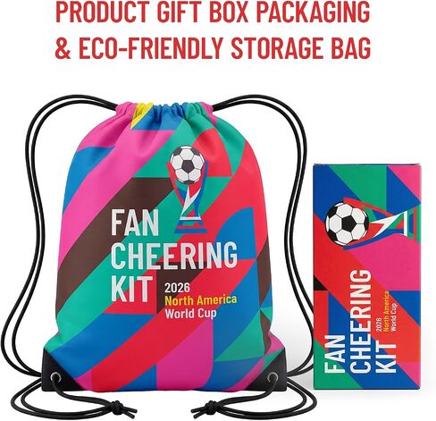 Ultimate 2026 World Soccer Cup USA Fan Kit - 7-in-1 Match Day Set: Flag, Trumpet, Scarf, Glasses, Tattoos, Schedule & Backpack - Patriotic Parade Party Supplies for Fans (FRA) in Kuwait