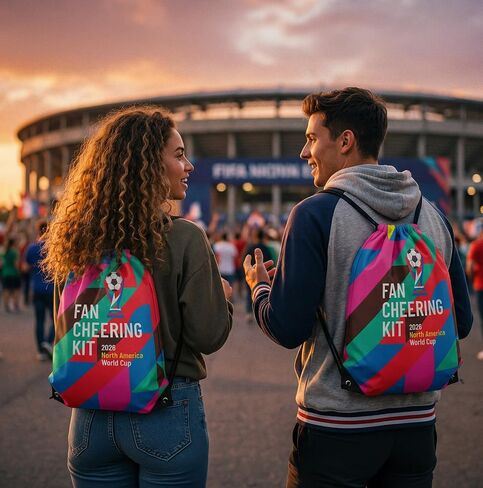 Ultimate 2026 World Soccer Cup USA Fan Kit - 7-in-1 Match Day Set: Flag, Trumpet, Scarf, Glasses, Tattoos, Schedule & Backpack - Patriotic Parade Party Supplies for Fans (FRA) in Kuwait