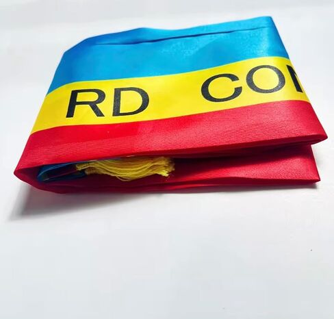 Congo Flag Satin Scarf, Blue Red Yellow, Fringed Ends, Fan Supporter Wrap World cup 2026 14x135cm Double-sided Printed Satin Congo Flag Scarf Tassels for Football, Sports, Events in Kuwait