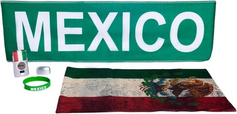 2026 Soccer Mexico Fan Kit Shirt Scarf Headband Bracelet Face Paint Set 4 Pieces (4 Pcs) in Kuwait