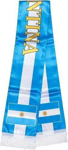Argentina Soccer Scarf Argentine Flag Satin Fan Scarf Sky Blue White 5.5 x 53 Inch (14 x 135 cm) Football Supporter Accessory Stadium Game Day Tailgate Watch Party Argentina Fan Gear in Kuwait