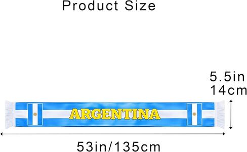 Argentina Soccer Scarf Argentine Flag Satin Fan Scarf Sky Blue White 5.5 x 53 Inch (14 x 135 cm) Football Supporter Accessory Stadium Game Day Tailgate Watch Party Argentina Fan Gear in Kuwait