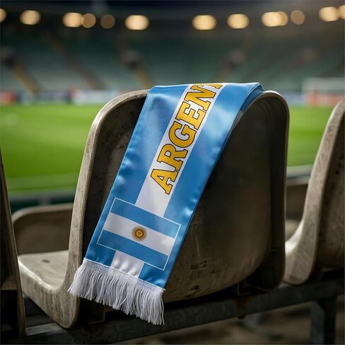 Argentina Soccer Scarf Argentine Flag Satin Fan Scarf Sky Blue White 5.5 x 53 Inch (14 x 135 cm) Football Supporter Accessory Stadium Game Day Tailgate Watch Party Argentina Fan Gear in Kuwait