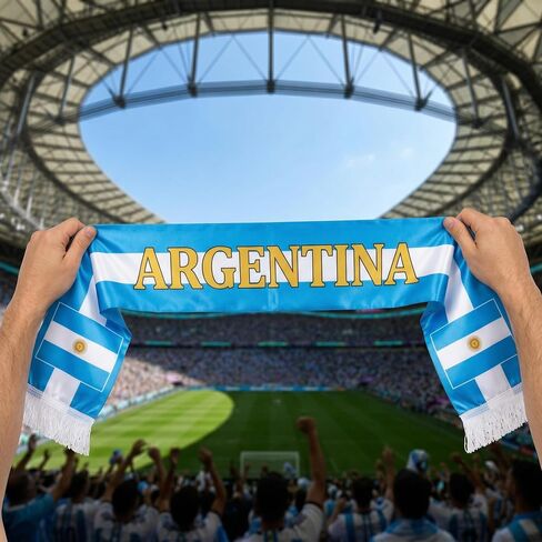 Argentina Soccer Scarf Argentine Flag Satin Fan Scarf Sky Blue White 5.5 x 53 Inch (14 x 135 cm) Football Supporter Accessory Stadium Game Day Tailgate Watch Party Argentina Fan Gear in Kuwait