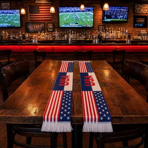 2 Pcs USA Soccer Definition Universal Polyester Trophy Scarf, American Flag Satin Fan Scarf with Red White Blue Stripes, Patriotic Sports Supporter Accessory for Game Day Celebrations in Kuwait