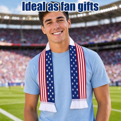2 Pcs USA Soccer Definition Universal Polyester Trophy Scarf, American Flag Satin Fan Scarf with Red White Blue Stripes, Patriotic Sports Supporter Accessory for Game Day Celebrations in Kuwait