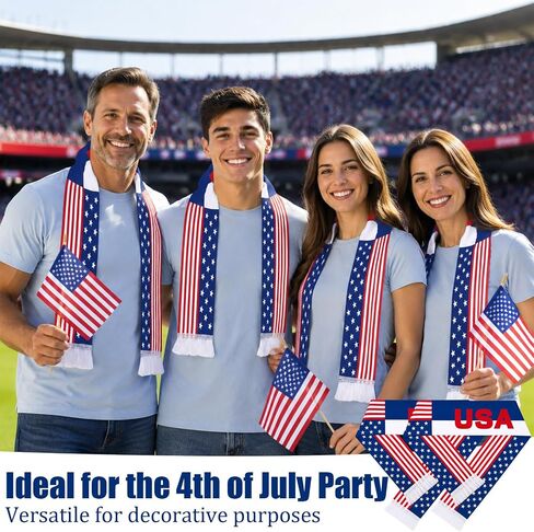 2 Pcs USA Soccer Definition Universal Polyester Trophy Scarf, American Flag Satin Fan Scarf with Red White Blue Stripes, Patriotic Sports Supporter Accessory for Game Day Celebrations in Kuwait