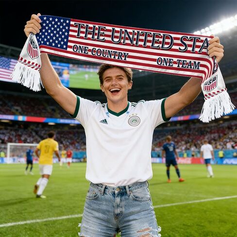 American Fan Scarf,With Stars And Stripes And Tassels,a Patriotic Sports Scarf,Suitable For The 2026 World Cup And Various Holiday Parties,a Must-Have For Fans (55.1 Inches x 5.9 Inches) in Kuwait