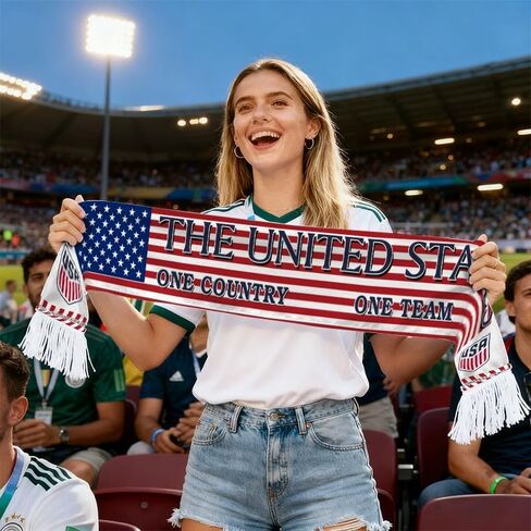 American Fan Scarf,With Stars And Stripes And Tassels,a Patriotic Sports Scarf,Suitable For The 2026 World Cup And Various Holiday Parties,a Must-Have For Fans (55.1 Inches x 5.9 Inches) in Kuwait
