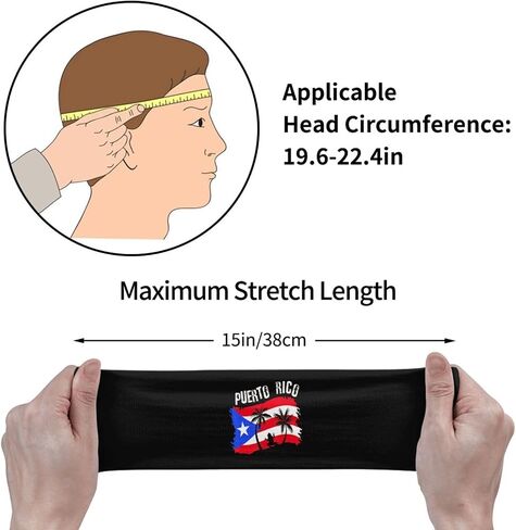 Puerto Rico Flag Sports Sweatbands for Men Women Flag Headbands Workout Fitness Hairband for Yoga Running Cycling in Kuwait
