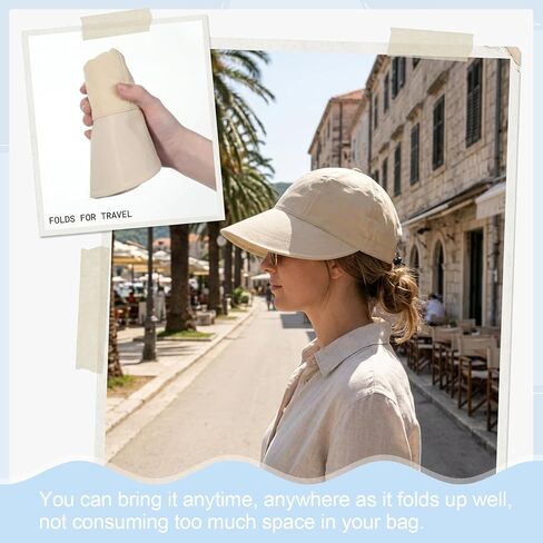 UPF 50+ Women's Sun Hat Wide Brim UV Protection Hiking Fishing Adjustable Packable Off-White in Kuwait