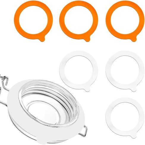 Replacement of 6 jar seals, silicone seals, standard rubber airtight sealing rings for storing jars, sheathed glass jars (white, orange) in Kuwait