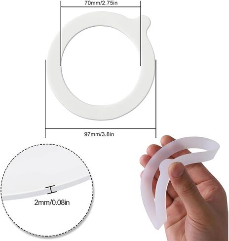 Replacement of 6 jar seals, silicone seals, standard rubber airtight sealing rings for storing jars, sheathed glass jars (white, orange) in Kuwait