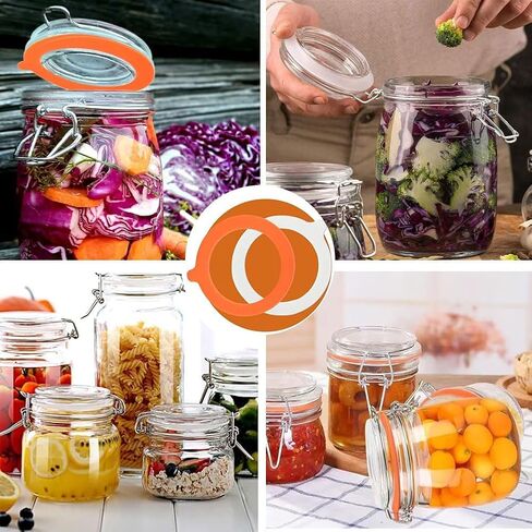 Replacement of 6 jar seals, silicone seals, standard rubber airtight sealing rings for storing jars, sheathed glass jars (white, orange) in Kuwait