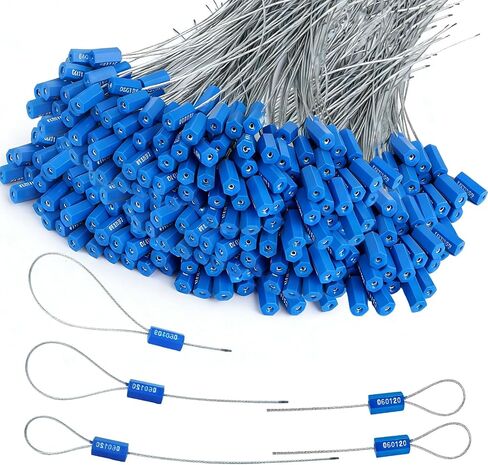 210 Pcs Steel Security Cable Seals 13 Inch Disposable Blue Self Locking Numbered Tags Metal Numbered Anti-Tamper Shipping Seal for Truck Cargo Trailer Container Trailers in Kuwait
