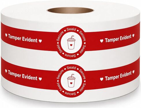 Safe Secure Tamper Evident Seals Stickers for Drink Lids 1 x 9 inches Food Delivery Stickers 500 Pcs Freshness Labels for Coffee Milk Tea Ice Cream Drink Lids Food Seal(Red) in Kuwait