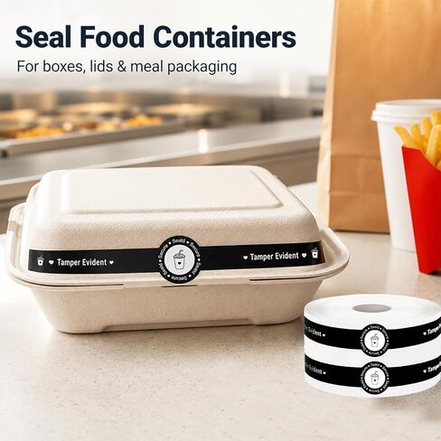 Safe Secure Tamper Evident Seals Stickers for Drink Lids 1 x 9 inches Food Delivery Stickers 500 Pcs Freshness Labels for Coffee Milk Tea Ice Cream Drink Lids Food Seal(Red) in Kuwait