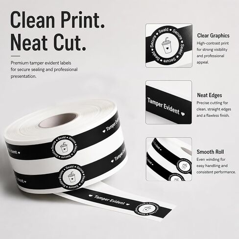 Safe Secure Tamper Evident Seals Stickers for Drink Lids 1 x 9 inches Food Delivery Stickers 500 Pcs Freshness Labels for Coffee Milk Tea Ice Cream Drink Lids Food Seal(Red) in Kuwait