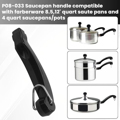 P08-033 استبدال مقبض القدر (طويل) لاستبدال مقبض مقالي Farberware، P08-033 مقابض تجهيزات المطابخ لـ Farberware 8.5 و12' مقالي مقلية و4 كوارت صلصات. in Kuwait