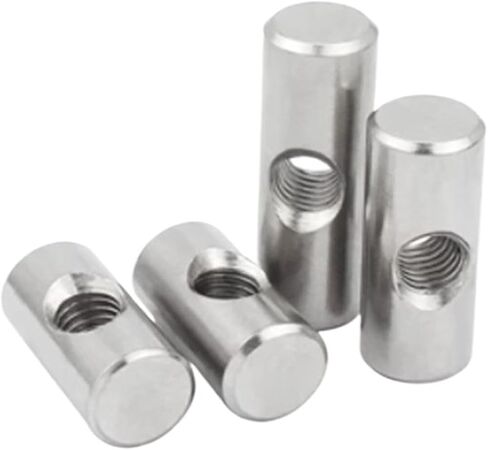 10pcs M4 M5 M6 304 Stainless Steel Cross Hole Barrel Nut Bolts Cylindrical Pin Dowel Wood Furniture Embedded Locking Long Nut(M6x18 (OD10mm)) in Kuwait