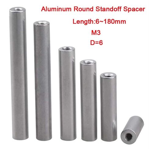 Round Coupling Nut M3 Threaded Aluminum Alloy Connector Nuts Pack of 10 6mm OD 6-40mm(40mm) in Saudi Arabia
