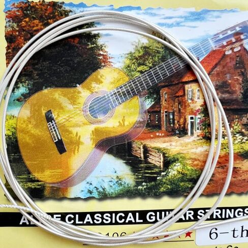 10 Pieces Nylon Core Silver Plated Antirust Coating E 6th Single Classical Guitar Strings Hard Tension .044 inch in Kuwait