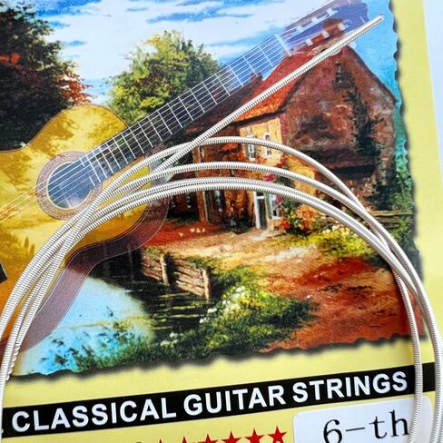 10 Pieces Nylon Core Silver Plated Antirust Coating E 6th Single Classical Guitar Strings Hard Tension .044 inch in Kuwait