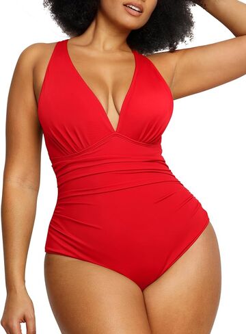 SHAPELLX Tummy Control Swimsuit for Women Shapewear Bathing Suit Ruched Plunge Cut Out Swimsuits One Piece Swimwear in Kuwait