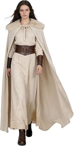 L'Vow Viking Fur Cloak Renaissance Fur Cape - Cloak Velvet with Cosplay Casplay Cosplay Cosplay Fur من العصور الوسطى in Kuwait