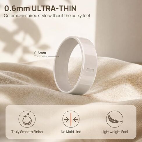 غطاء حلقي مكون من قطعتين متوافق مع Oura Ring Gen 4/Gen 3 Horizon/Heritage، إكسسوارات حماية مضادة للخدش مصنوعة من مادة TPU ذات مظهر سيراميك لسترة Oura Ring للنساء والرجال، مقاس 8 (ليس لـ Oura 4 Ceramic) in Kuwait