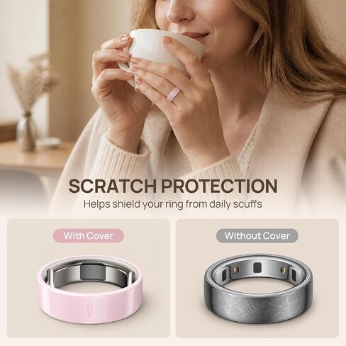 غطاء حلقي مكون من قطعتين متوافق مع Oura Ring Gen 4/Gen 3 Horizon/Heritage، إكسسوارات حماية مضادة للخدش مصنوعة من مادة TPU ذات مظهر سيراميك لسترة Oura Ring للنساء والرجال، مقاس 8 (ليس لـ Oura 4 Ceramic) in Kuwait