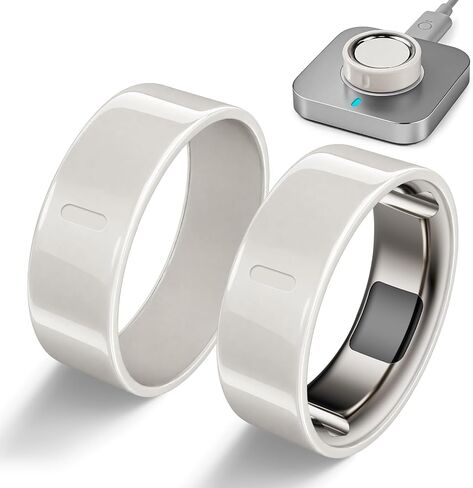 غطاء حلقي مكون من قطعتين متوافق مع Oura Ring Gen 4/Gen 3 Horizon/Heritage، إكسسوارات حماية مضادة للخدش مصنوعة من مادة TPU ذات مظهر سيراميك لسترة Oura Ring للنساء والرجال، مقاس 8 (ليس لـ Oura 4 Ceramic) in Kuwait