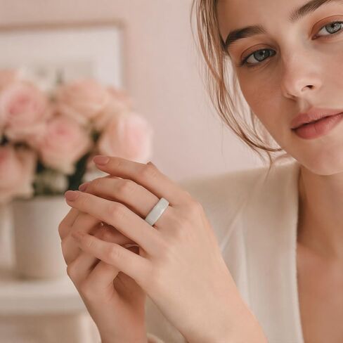 غطاء حلقي مكون من قطعتين متوافق مع Oura Ring Gen 4/Gen 3 Horizon/Heritage، إكسسوارات حماية مضادة للخدش مصنوعة من مادة TPU ذات مظهر سيراميك لسترة Oura Ring للنساء والرجال، مقاس 8 (ليس لـ Oura 4 Ceramic) in Kuwait