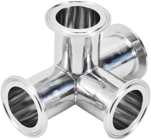 1.5"-2.5" Tri Clamp 4 Way Cross Fitting - Stainless Steel SS304 Right Angle Ferrule Connector for Home Brew (OD19-57mm)(45mm x Ferrule 64) in Saudi Arabia