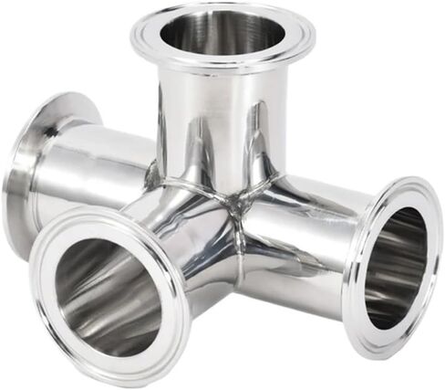 1.5"-2.5" Tri Clamp 4 Way Cross Fitting - Stainless Steel SS304 Right Angle Ferrule Connector for Home Brew (OD19-57mm)(45mm x Ferrule 64) in Saudi Arabia