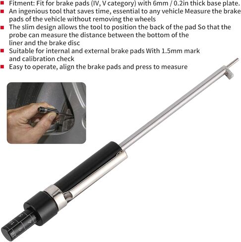 Brake Pad Thickness Gauge, Stainless Steel Automotive Measurement Tool with 1.5mm Marking for IV V Category 6mm Base Plate Brake Pads in Kuwait