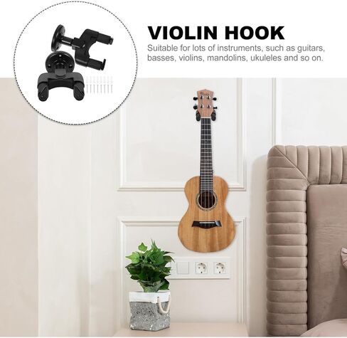 شماعة تثبيت على الحائط من قطعتين من الكمان Erhu Ukulele مع خطافات مضادة للسقوط، رف عرض الآلات الموسيقية للاستوديو المنزلي، حامل أدوات سلسلة عالمية in Kuwait